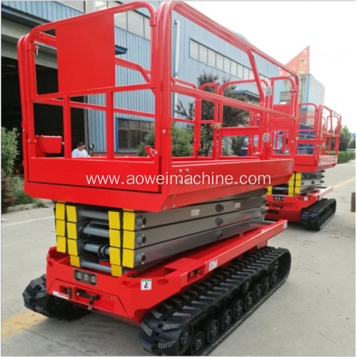 Cheap in stock 3m 4m 5m 6m 6m 7m 8m 9m 10m electric self propelled crawler tracked scissor lift platform